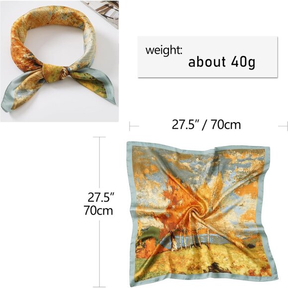 Women Birch Forest Headscarf Satin Bandana Pattern Polyester Breathable Scarves - Picture 4 of 7